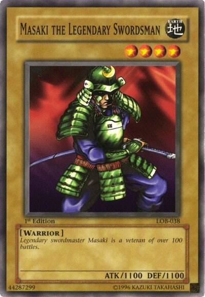 Masaki the Legendary Swordsman trading card from The Legend of Blue Eyes White Dragon Masaki the Legendary Swordsman - The Legend of Blue Eyes White Dragon YuGiOh trading card