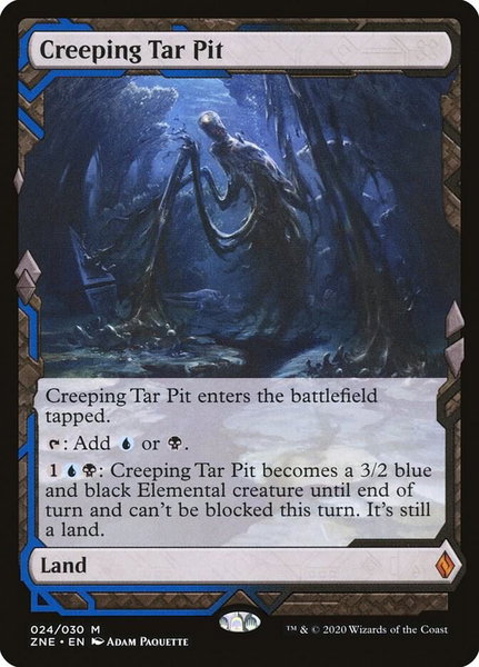 Creeping Tar Pit trading card from Zendikar Rising Expeditions Creeping Tar Pit - Zendikar Rising Expeditions Magic: The Gathering trading card