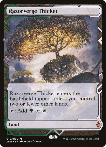 Razorverge Thicket trading card from Zendikar Rising Expeditions Razorverge Thicket - Zendikar Rising Expeditions Magic: The Gathering trading card