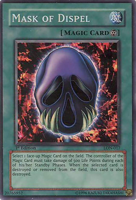 Mask of Dispel - Labyrinth of Nightmare YuGiOh trading card