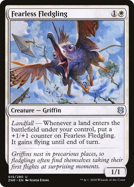 Fearless Fledgling trading card from Zendikar Rising Fearless Fledgling - Zendikar Rising Magic: The Gathering trading card