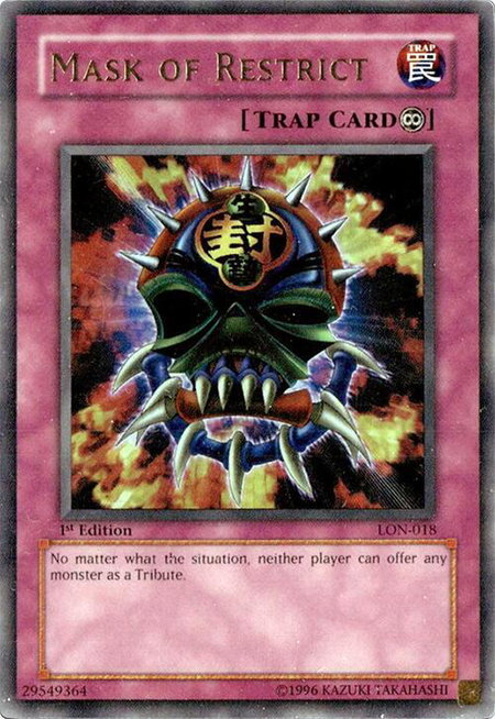 Mask of Restrict - Labyrinth of Nightmare YuGiOh trading card
