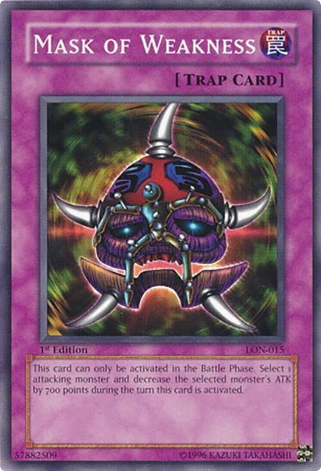 Mask of Weakness - Labyrinth of Nightmare YuGiOh trading card