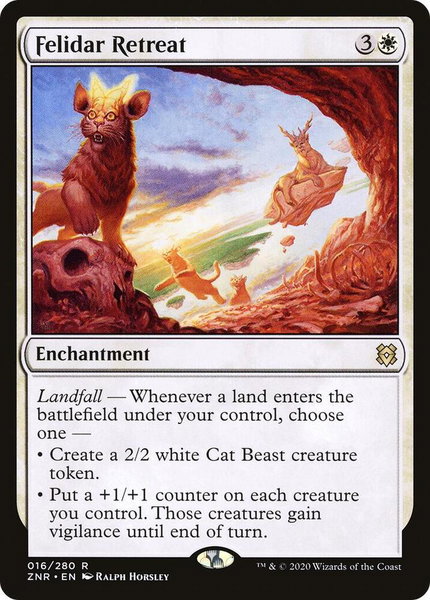 Felidar Retreat trading card from Zendikar Rising Felidar Retreat - Zendikar Rising Magic: The Gathering trading card