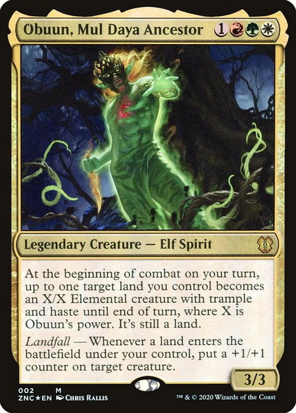 Obuun, Mul Daya Ancestor trading card from Commander: Zendikar Rising Obuun, Mul Daya Ancestor - Commander: Zendikar Rising Magic: The Gathering trading card