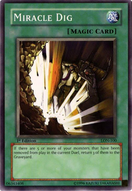 Miracle Dig trading card from Labyrinth of Nightmare Miracle Dig - Labyrinth of Nightmare YuGiOh trading card
