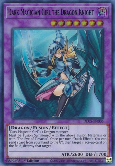 Dark Magician Girl the Dragon Knight (Blue) trading card from Dragons of Legend: The Complete Series Dark Magician Girl the Dragon Knight (Blue) - Dragons of Legend: The Complete Series YuGiOh trading card