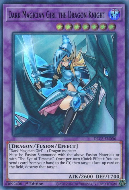 Dark Magician Girl the Dragon Knight (Purple) trading card from Dragons of Legend: The Complete Series Dark Magician Girl the Dragon Knight (Purple) - Dragons of Legend: The Complete Series YuGiOh trading card