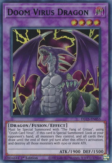 Doom Virus Dragon (Blue) trading card from Dragons of Legend: The Complete Series Doom Virus Dragon (Blue) - Dragons of Legend: The Complete Series YuGiOh trading card