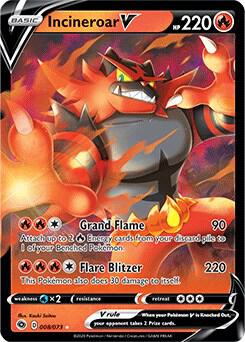 Incineroar V trading card from Champion's Path Incineroar V - Champion's Path Pokémon trading card
