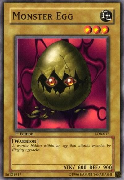 Monster Egg trading card from The Legend of Blue Eyes White Dragon Monster Egg - The Legend of Blue Eyes White Dragon YuGiOh trading card