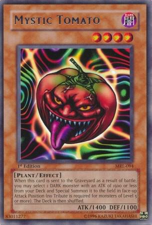 Mystic Tomato trading card from Magic Ruler Mystic Tomato - Magic Ruler YuGiOh trading card