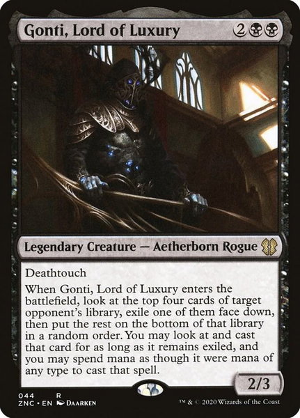 Gonti, Lord of Luxury trading card from Commander: Zendikar Rising Gonti, Lord of Luxury - Commander: Zendikar Rising Magic: The Gathering trading card