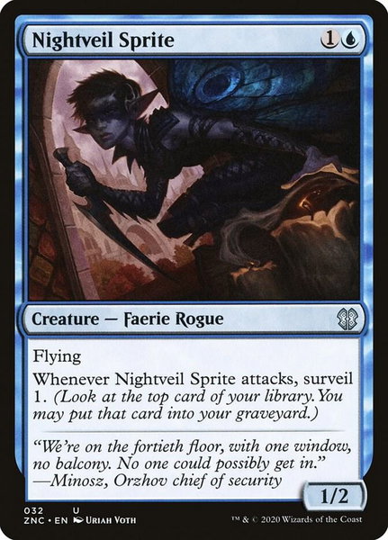Nightveil Sprite - Commander: Zendikar Rising Magic: The Gathering trading card