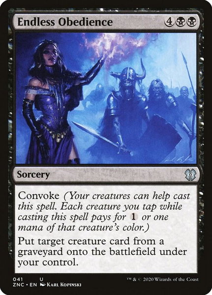 Endless Obedience trading card from Commander: Zendikar Rising Endless Obedience - Commander: Zendikar Rising Magic: The Gathering trading card