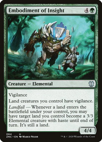 Embodiment of Insight trading card from Commander: Zendikar Rising Embodiment of Insight - Commander: Zendikar Rising Magic: The Gathering trading card