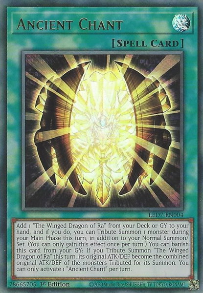 Ancient Chant trading card from Legendary Duelists: Rage of Ra Ancient Chant - Legendary Duelists: Rage of Ra YuGiOh trading card