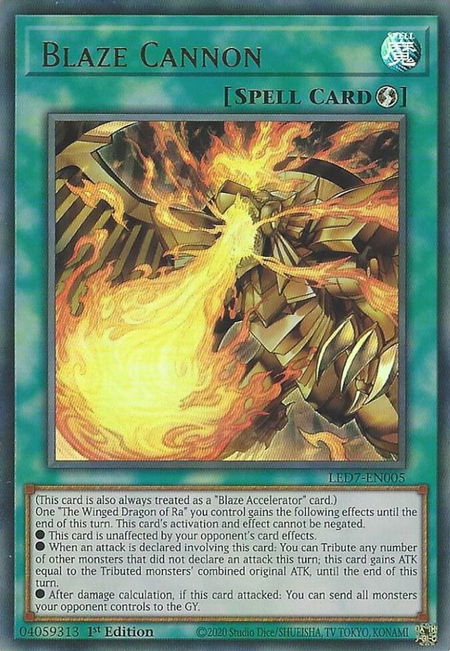 Blaze Cannon trading card from Legendary Duelists: Rage of Ra Blaze Cannon - Legendary Duelists: Rage of Ra YuGiOh trading card
