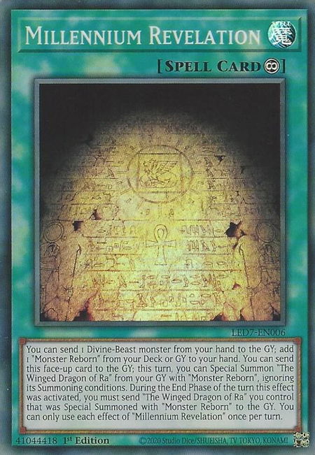 Millennium Revelation - Legendary Duelists: Rage of Ra YuGiOh trading card