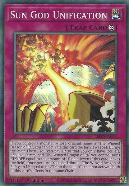 Sun God Unification trading card from Legendary Duelists: Rage of Ra Sun God Unification - Legendary Duelists: Rage of Ra YuGiOh trading card