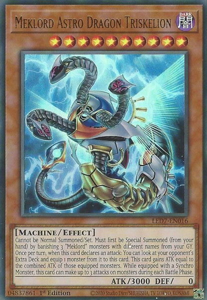 Meklord Astro Dragon Triskelion trading card from Legendary Duelists: Rage of Ra Meklord Astro Dragon Triskelion - Legendary Duelists: Rage of Ra YuGiOh trading card