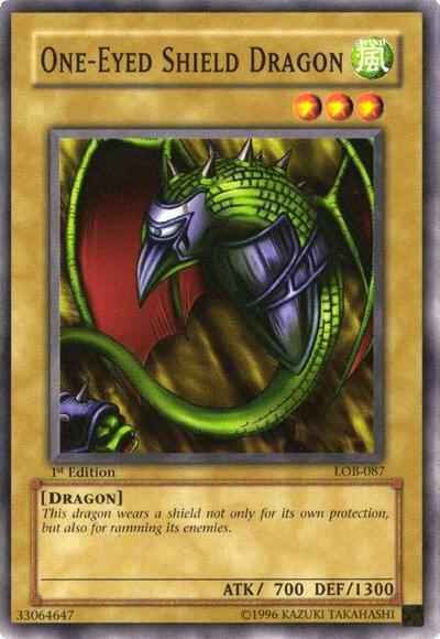 One-Eyed Shield Dragon trading card from The Legend of Blue Eyes White Dragon One-Eyed Shield Dragon - The Legend of Blue Eyes White Dragon YuGiOh trading card