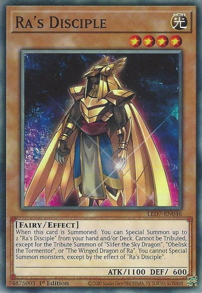 Ra's Disciple trading card from Legendary Duelists: Rage of Ra Ra's Disciple - Legendary Duelists: Rage of Ra YuGiOh trading card