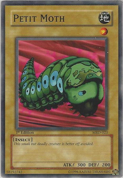 Petit Moth trading card from Metal Raiders Petit Moth - Metal Raiders YuGiOh trading card