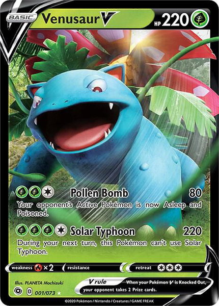 Venusaur V trading card from Champion's Path Venusaur V - Champion's Path Pokémon trading card