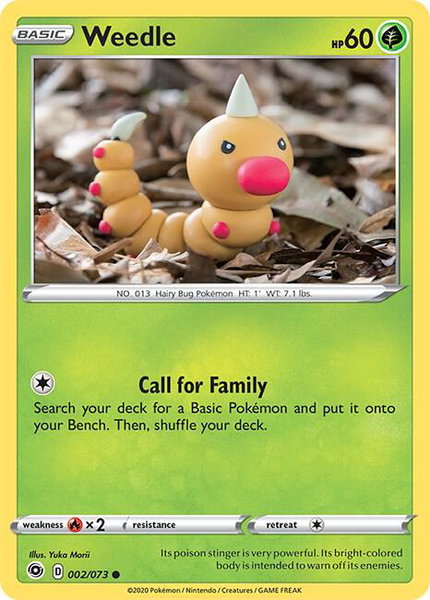 Weedle trading card from Champion's Path Weedle - Champion's Path Pokémon trading card