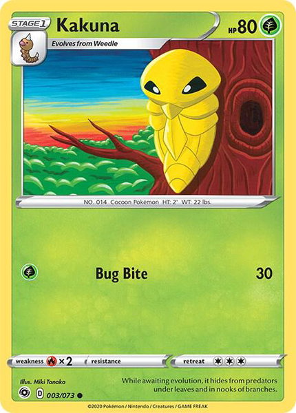 Kakuna trading card from Champion's Path Kakuna - Champion's Path Pokémon trading card