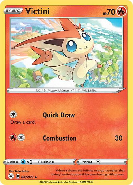 Victini trading card from Champion's Path Victini - Champion's Path Pokémon trading card