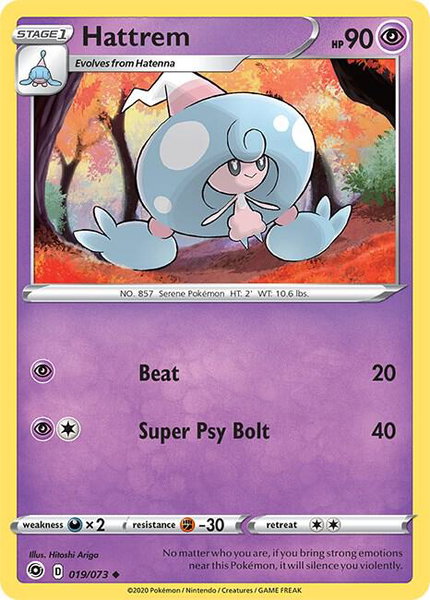Hattrem trading card from Champion's Path Hattrem - Champion's Path Pokémon trading card