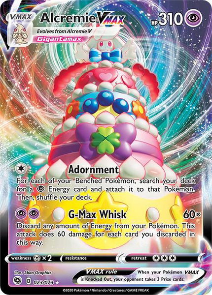 Alcremie VMAX trading card from Champion's Path Alcremie VMAX - Champion's Path Pokémon trading card