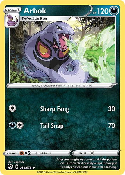 Arbok trading card from Champion's Path Arbok - Champion's Path Pokémon trading card