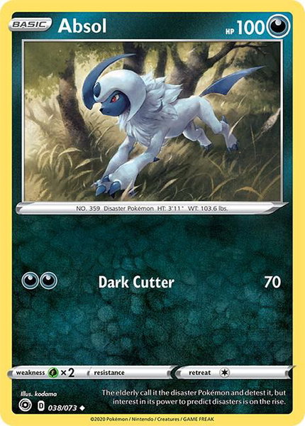 Absol trading card from Champion's Path Absol - Champion's Path Pokémon trading card