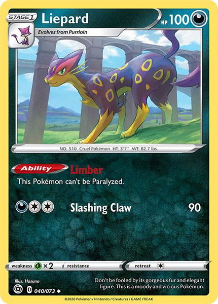 Liepard trading card from Champion's Path Liepard - Champion's Path Pokémon trading card