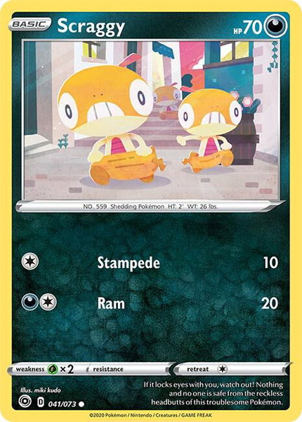 Scraggy trading card from Champion's Path Scraggy - Champion's Path Pokémon trading card