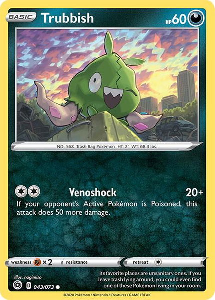 Trubbish trading card from Champion's Path Trubbish - Champion's Path Pokémon trading card