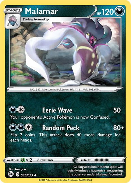 Malamar trading card from Champion's Path Malamar - Champion's Path Pokémon trading card