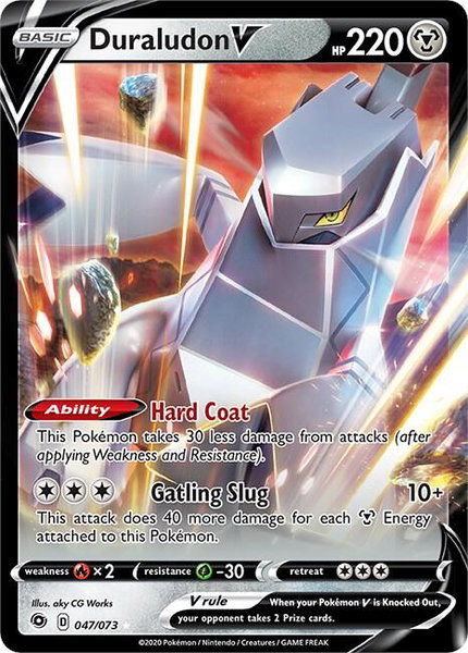 Duraludon V trading card from Champion's Path Duraludon V - Champion's Path Pokémon trading card