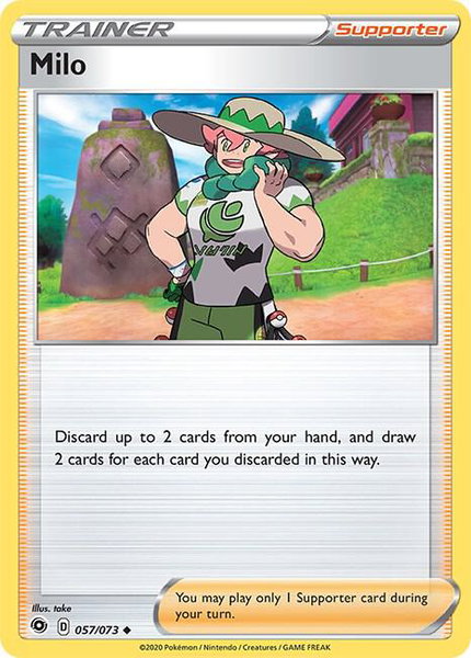 Milo trading card from Champion's Path Milo - Champion's Path Pokémon trading card