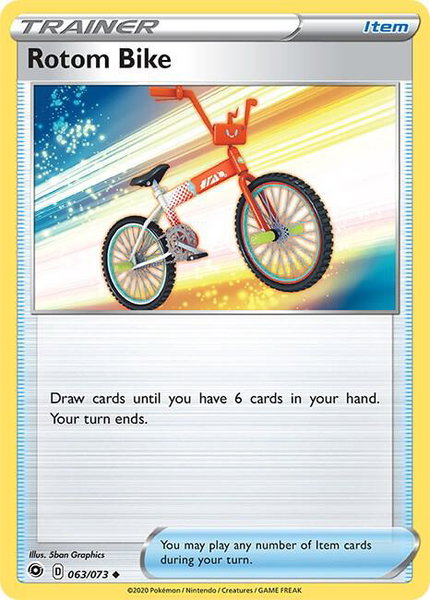 Rotom Bike trading card from Champion's Path Rotom Bike - Champion's Path Pokémon trading card