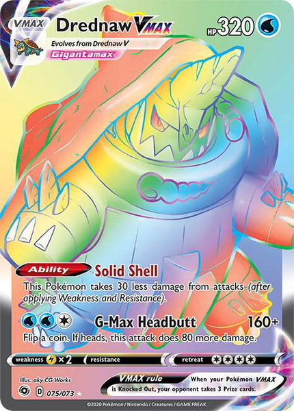 Drednaw VMAX (Secret) trading card from Champion's Path Drednaw VMAX (Secret) - Champion's Path Pokémon trading card