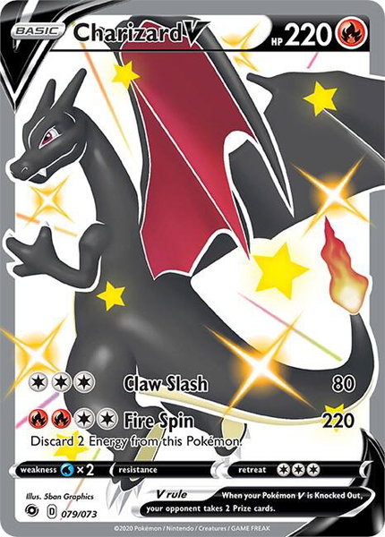 Charizard V (Secret) trading card from Champion's Path Charizard V (Secret) - Champion's Path Pokémon trading card