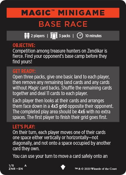 Magic Minigame: Base Race trading card from Zendikar Rising Magic Minigame: Base Race - Zendikar Rising Magic: The Gathering trading card