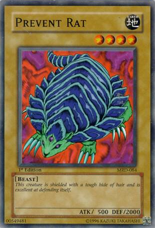 Prevent Rat trading card from Metal Raiders Prevent Rat - Metal Raiders YuGiOh trading card