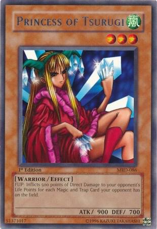 Princess of Tsurugi trading card from Metal Raiders Princess of Tsurugi - Metal Raiders YuGiOh trading card