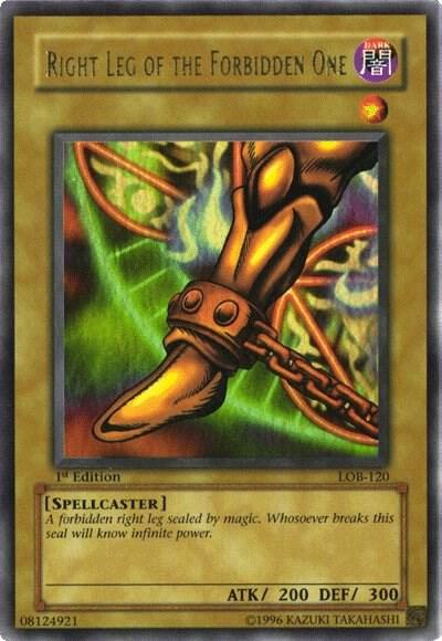Right Leg of the Forbidden One - The Legend of Blue Eyes White Dragon YuGiOh trading card
