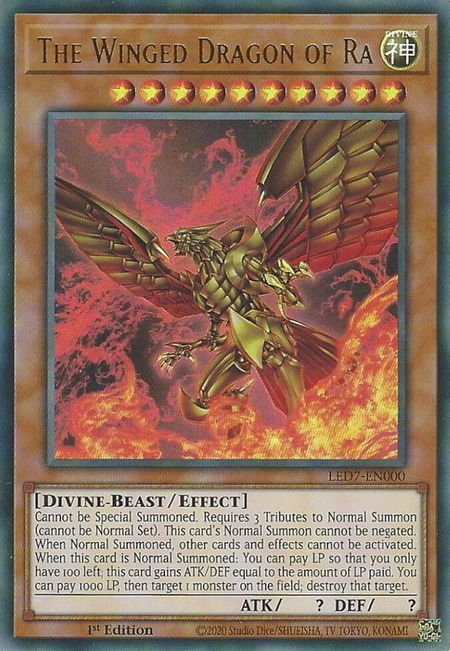 The Winged Dragon of Ra (Alternate Art) - Legendary Duelists: Rage of Ra YuGiOh trading card